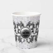 Keramik, schwarz und Schneeflocke Pappbecher (Vorderseite)