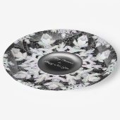 Keramik, schwarz und Schneeflocke Pappteller (Schrägansicht)