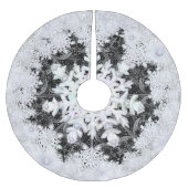 Keramik, schwarz und Schneeflocke Polyester Weihnachtsbaumdecke (Vorderseite)