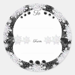 Keramik, schwarz und Schneeflocke Runder Aufkleber