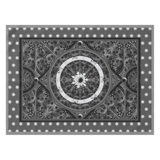 Keramik, schwarz und Schneeflocke Tischdecke (Vorderseite (Horizontal))