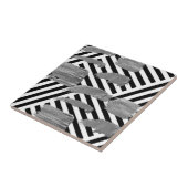 Keramik Schwarz/Weiß Streifen Silbermuster Fliese (Seite)