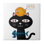 Keramik Schwarze Katze, Fischknochen Fliese (Vorderseite)