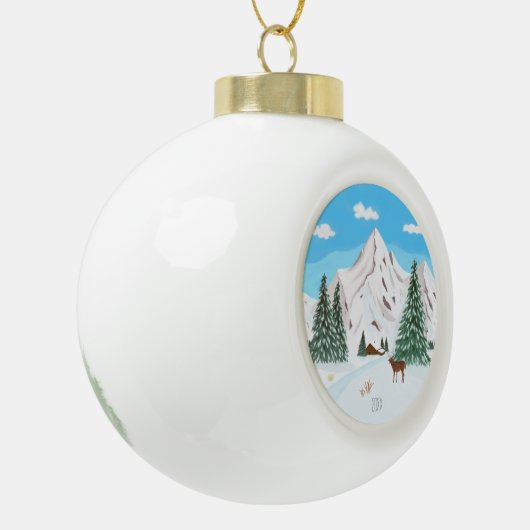 Keramik Snow Mountains Ball Weihnachtsschmuck Keramik Kugel-Ornament (Links)