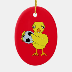 Keramik Soccer Chick Keramik Ornament