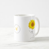 Keramik Sonnenblume Kaffeemaschine Tasse mit Name (VorderseiteRechts)