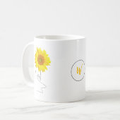 Keramik Sonnenblume Kaffeemaschine Tasse mit Name (Vorderseite Links)