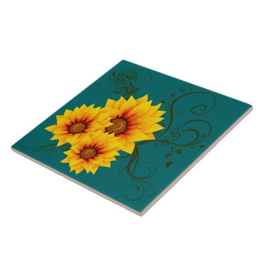 Keramik Sonnenblumen Tile Fliese (Seite)