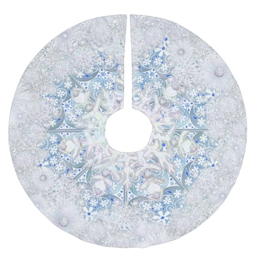 Keramik-Spitze hellblau & Schneeflocke Polyester Weihnachtsbaumdecke (Vorderseite)