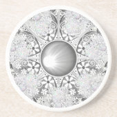Keramik Spitzen grau & Schneeflocke Getränkeuntersetzer (Vorne)