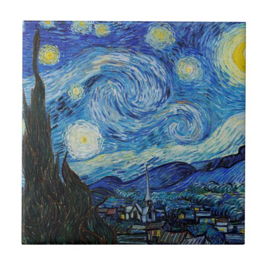 KERAMIK : "STARRY NIGHT" VINCENT VAN GOGH ART FLIESE (Vorderseite)