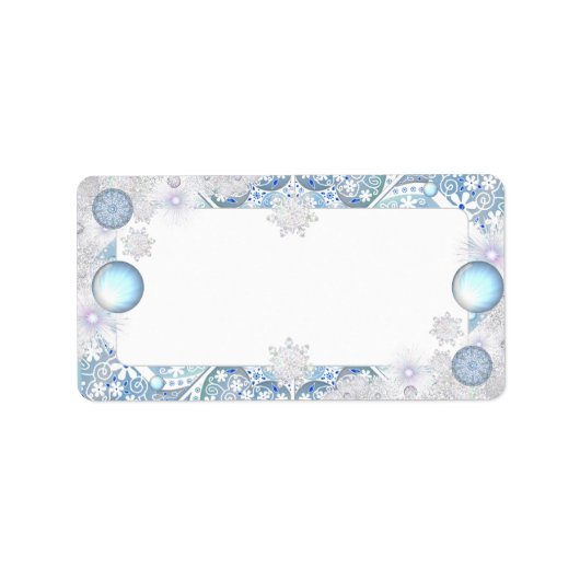 Keramik strahlend blau & schneeflocken adressaufkleber (Vorne)
