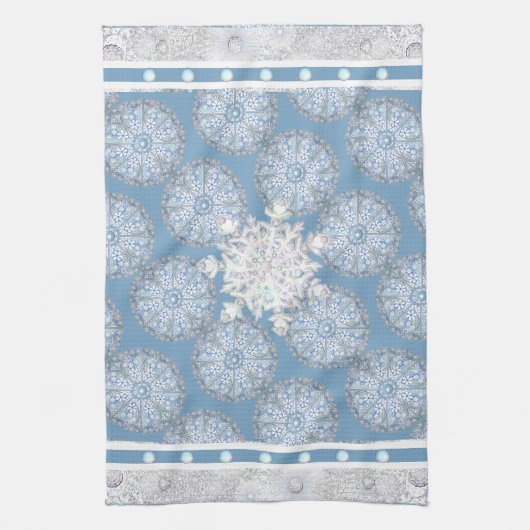 Keramik strahlend blau & schneeflocken geschirrtuch (Vertikal)