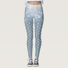 Keramik strahlend blau & schneeflocken leggings