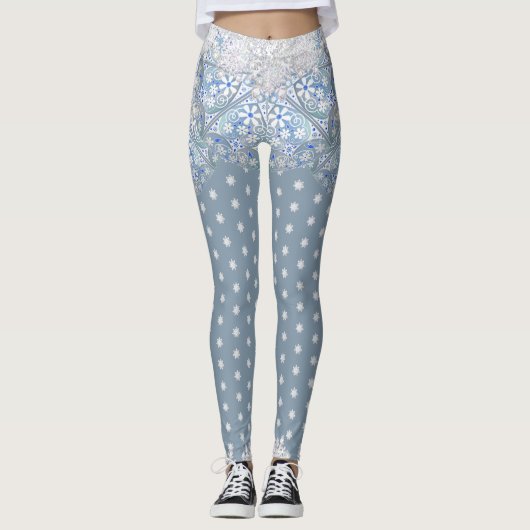 Keramik strahlend blau & schneeflocken leggings (Vorderseite)