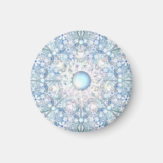 Keramik strahlend blau & schneeflocken magnet (Vorne)
