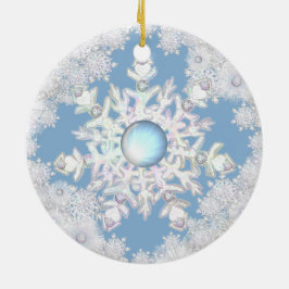 Keramik strahlend blau & schneeflocken ornament