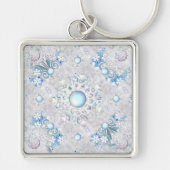 Keramik strahlend blau & schneeflocken schlüsselanhänger (Vorne)