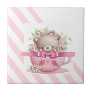 Keramik Streifen Rosa und Weiße Streifen Girl Fliese