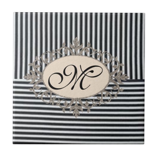 Keramik Streifen weiß und schwarz Fliese (Vorderseite)