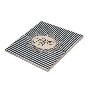 Keramik Streifen weiß und schwarz Fliese