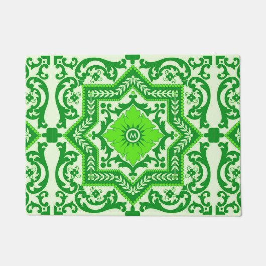 Keramik Style Azulejo Vintag Monogram Ornament Fußmatte (Vorderseite)