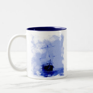 Keramik-Tasse Altes Segelschiff Zweifarbige Tasse
