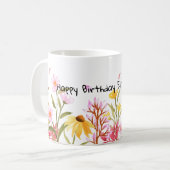 Keramik Tasse Aquarell Wildblume Happy Geburtstag (Vorderseite Links)