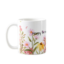 Keramik Tasse Aquarell Wildblume Happy Geburtstag