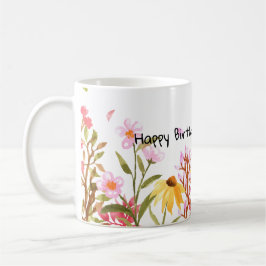 Keramik Tasse Aquarell Wildblume Happy Geburtstag