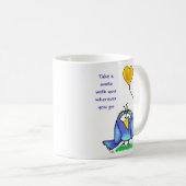 Keramik-Tasse - Fantasievogel mit Spruch Kaffeetasse (VorderseiteRechts)