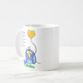 Keramik-Tasse - Fantasievogel mit Spruch Kaffeetasse (Vorderseite Links)