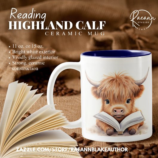 Keramik-Tasse für Highland Calf Reader Zweifarbige Tasse