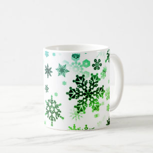 Keramik Tasse-grüne Schneeflocken Kaffeetasse