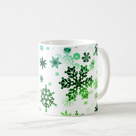 Keramik Tasse-grüne Schneeflocken Kaffeetasse (VorderseiteRechts)
