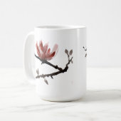 Keramik Tasse mit Blüten japanischen Stils (Vorderseite Links)