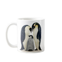 Keramik Tasse mit Pinguinfamiliendesign
