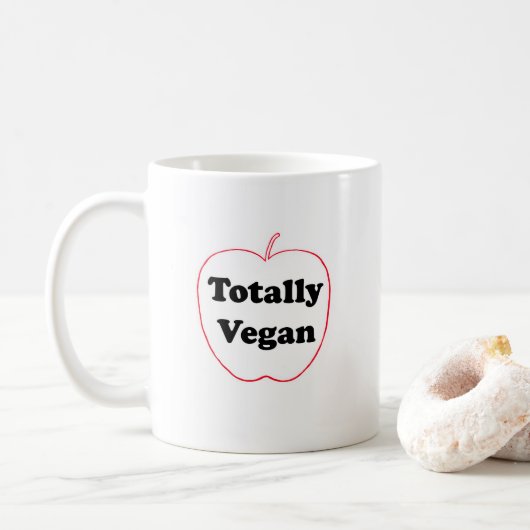 Keramik-Tasse mit "Totally Vegan"-Motiv Kaffeetasse (Mit Donut)