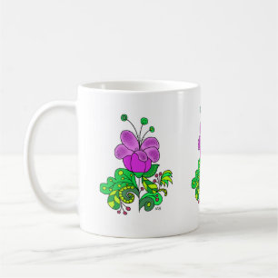 Keramik-Tasse skurrile violette Blume Kaffeetasse