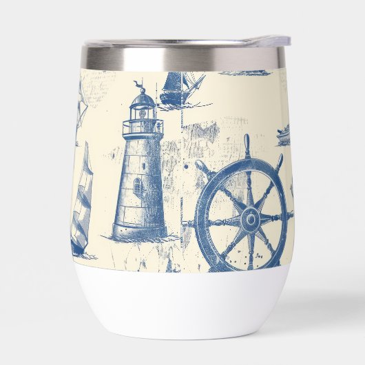 Keramik Thermoskanne Tasse mit Schiffselementen (Links)