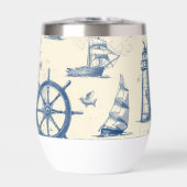 Keramik Thermoskanne Tasse mit Schiffselementen (Vorderseite)