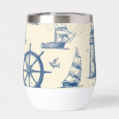 Keramik Thermoskanne Tasse mit Schiffselementen (Rückseite)