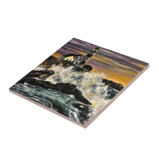 Keramik Tile - 4.25in x 4.25in - Ein Leuchtturm fü Fliese (Seite)