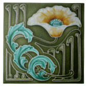Keramik Tile - Antique Looking Poppy Art Nouveau Fliese (Vorderseite)
