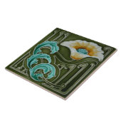 Keramik Tile - Antique Looking Poppy Art Nouveau Fliese (Seite)