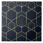 Keramik Tile - Art Deco Gold und Dunkelblau Fliese (Vorderseite)