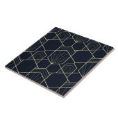 Keramik Tile - Art Deco Gold und Dunkelblau Fliese (Seite)