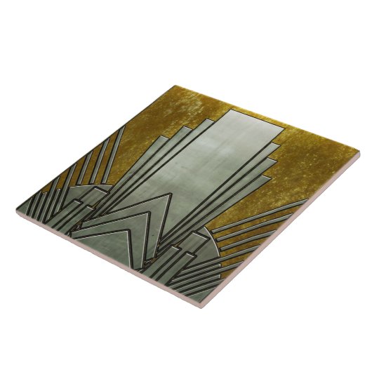 Keramik Tile - Art Déco Grau und Gold Fliese (Seite)