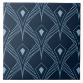 Keramik Tile - Art Deco Lüfter Design Blau Design Fliese (Vorderseite)