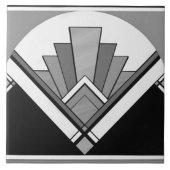 Keramik Tile - Art Deco Lüfterdesign B/G/W Fliese (Vorderseite)